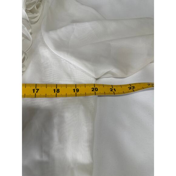 VINTAGE WOMEN’S VICTOR COSTA WHITE LACE COLLAR & SHEER RUFFLE DESIGN SIZE S - Picture 5 of 7